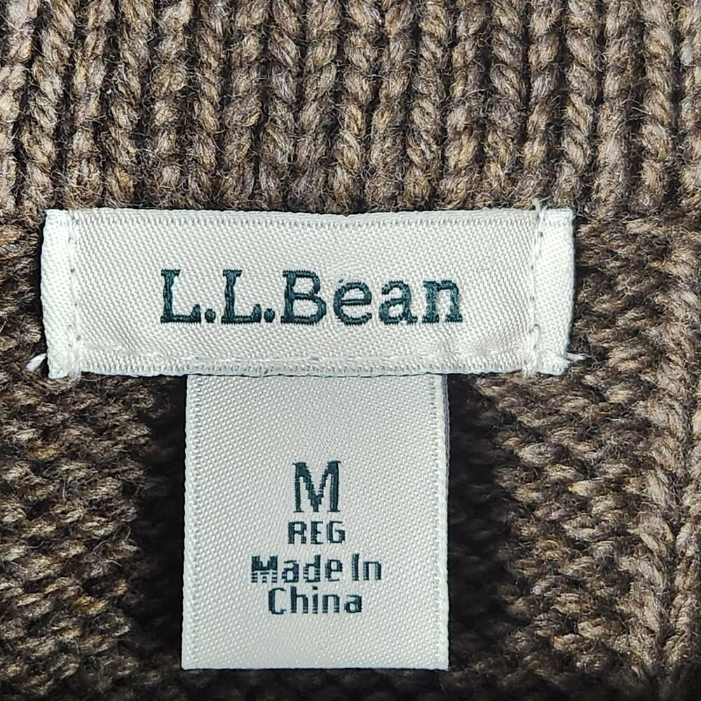 L.L. Bean Cable Knit Cardigan Wool Blend Women’s SZ M Chocolate Brown - Picture 3 of 11
